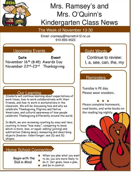 Kindergarten Class News