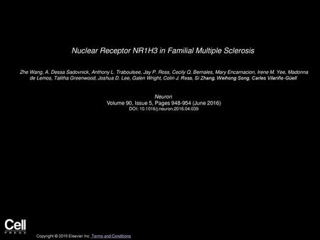 Nuclear Receptor NR1H3 in Familial Multiple Sclerosis