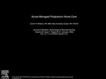 Nurse-Managed Postpartum Home Care