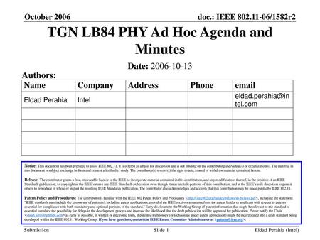 TGN LB84 PHY Ad Hoc Agenda and Minutes