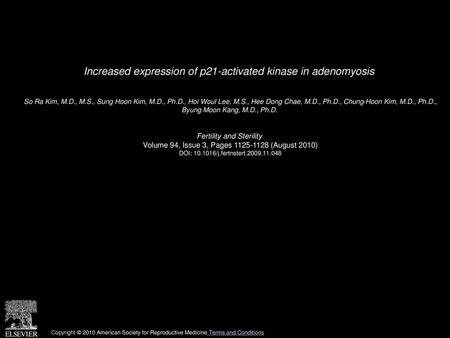 Increased expression of p21-activated kinase in adenomyosis
