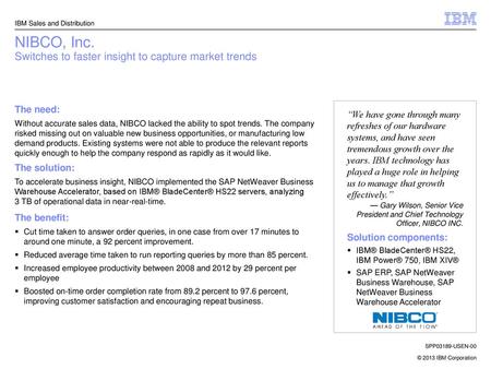 NIBCO, Inc. Switches to faster insight to capture market trends