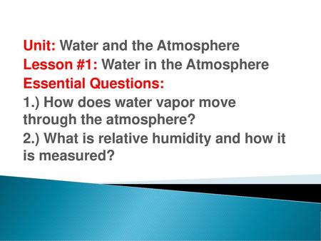 Unit: Water and the Atmosphere
