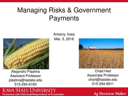 Managing Risks & Government Payments