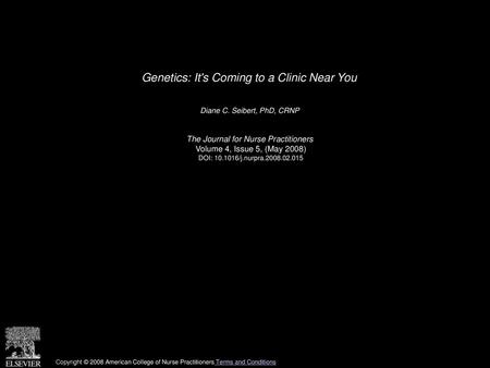 Genetics: It's Coming to a Clinic Near You