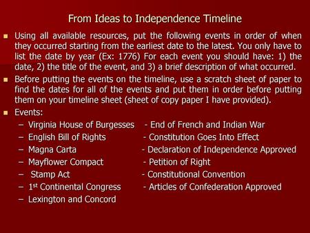 From Ideas to Independence Timeline