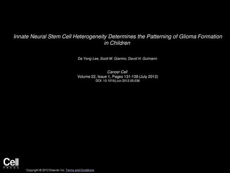 Da Yong Lee, Scott M. Gianino, David H. Gutmann  Cancer Cell 