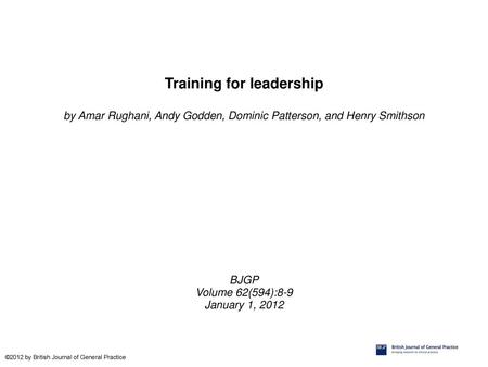 Training for leadership