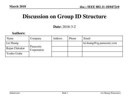 Discussion on Group ID Structure