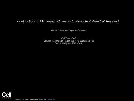 Contributions of Mammalian Chimeras to Pluripotent Stem Cell Research