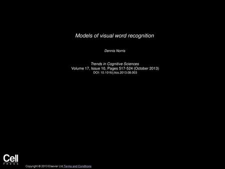 Models of visual word recognition