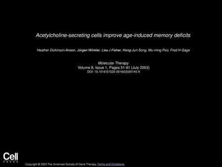 Acetylcholine-secreting cells improve age-induced memory deficits