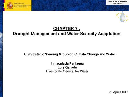 Drought Management and Water Scarcity Adaptation