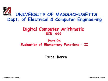 Cse 575 Computer Arithmetic Spring 2003 Mary Jane Irwin Www Cse Psu Ppt Video Online Download