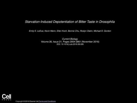Starvation-Induced Depotentiation of Bitter Taste in Drosophila
