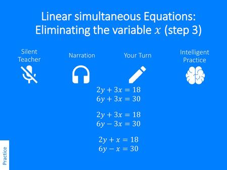 Linear simultaneous Equations: Eliminating the variable 