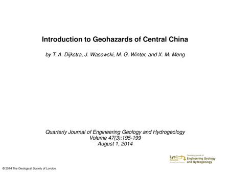 Introduction to Geohazards of Central China