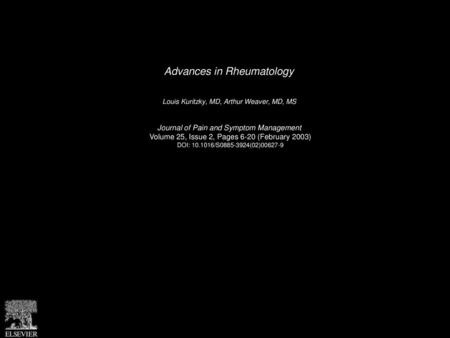Advances in Rheumatology