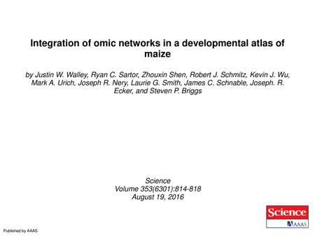 Integration of omic networks in a developmental atlas of maize