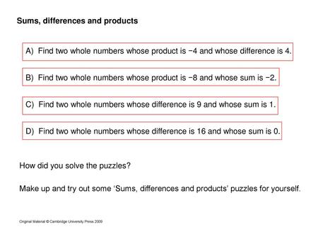Sums, differences and products