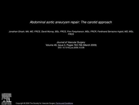 Abdominal aortic aneurysm repair: The carotid approach