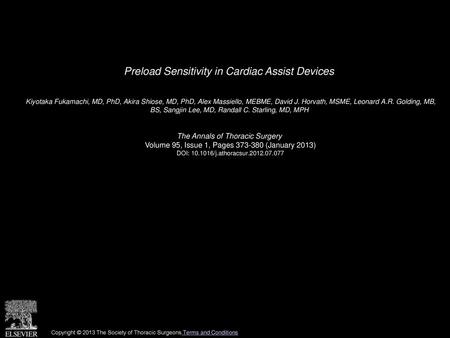 Preload Sensitivity in Cardiac Assist Devices
