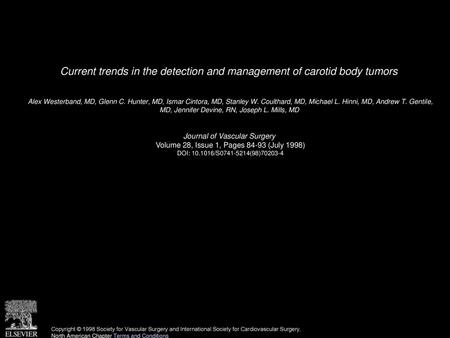 Current trends in the detection and management of carotid body tumors