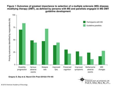 Figure 1 Outcomes of greatest importance to selection of a multiple sclerosis (MS) disease-modifying therapy (DMT), as defined by persons with MS and panelists.