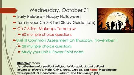 Wednesday, October 31 Early Release – Happy Halloween!