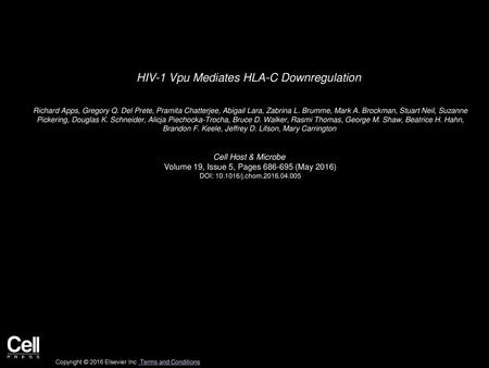 HIV-1 Vpu Mediates HLA-C Downregulation
