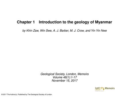Chapter 1 Introduction to the geology of Myanmar