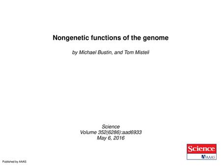 Nongenetic functions of the genome