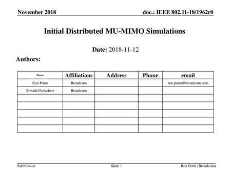 Initial Distributed MU-MIMO Simulations