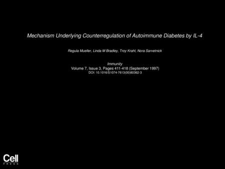 Mechanism Underlying Counterregulation of Autoimmune Diabetes by IL-4