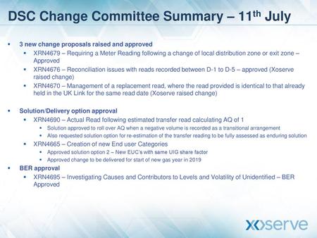 DSC Change Committee Summary – 11th July