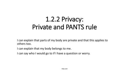 1.2.2 Privacy: Private and PANTS rule