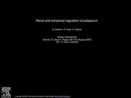 Renal and extrarenal regulation of potassium