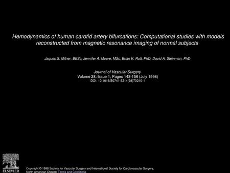Hemodynamics of human carotid artery bifurcations: Computational studies with models reconstructed from magnetic resonance imaging of normal subjects 