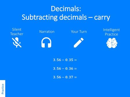 Decimals: Subtracting decimals – carry