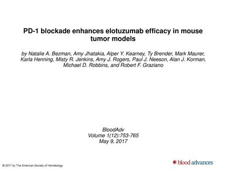 PD-1 blockade enhances elotuzumab efficacy in mouse tumor models