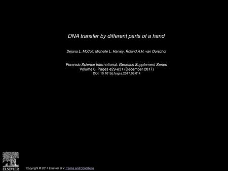 DNA transfer by different parts of a hand
