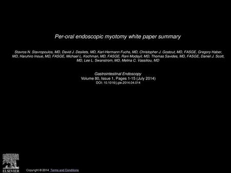 Per-oral endoscopic myotomy white paper summary