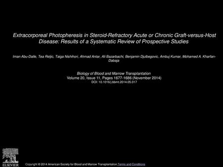 Extracorporeal Photopheresis in Steroid-Refractory Acute or Chronic Graft-versus-Host Disease: Results of a Systematic Review of Prospective Studies 