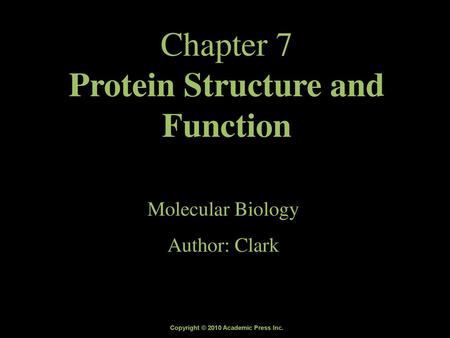 Chapter 7 Protein Structure and Function