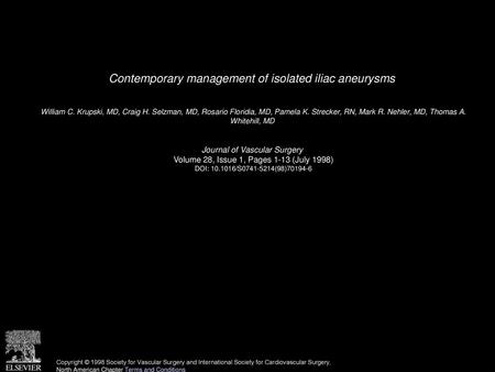 Contemporary management of isolated iliac aneurysms
