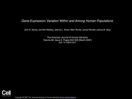 Gene-Expression Variation Within and Among Human Populations