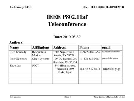 IEEE P802.11af Teleconference