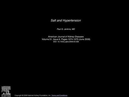 Salt and Hypertension American Journal of Kidney Diseases