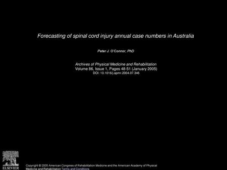 Forecasting of spinal cord injury annual case numbers in Australia