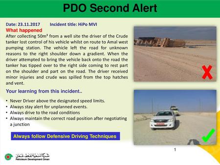 PDO Second Alert Date: Incident title: HiPo MVI